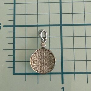 Small 925 Silver Round Pendant with tiny faux diamonds